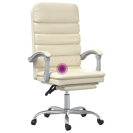 Fauteuil de massage inclinable de bureau Crème Similicuir