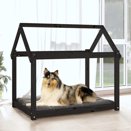 Lit pour chien Noir 101x70x90 cm Bois de pin solide