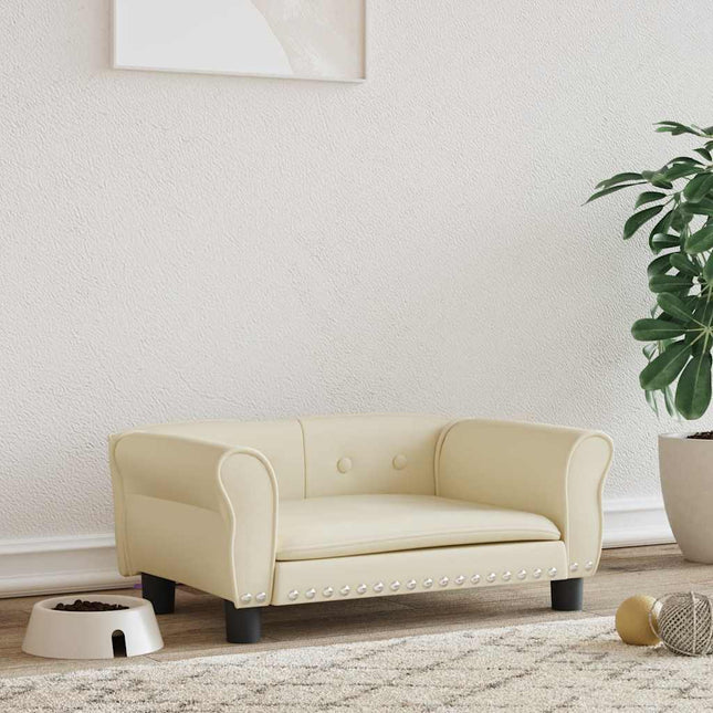 Lit pour chien crème 70x45x30 cm similicuir