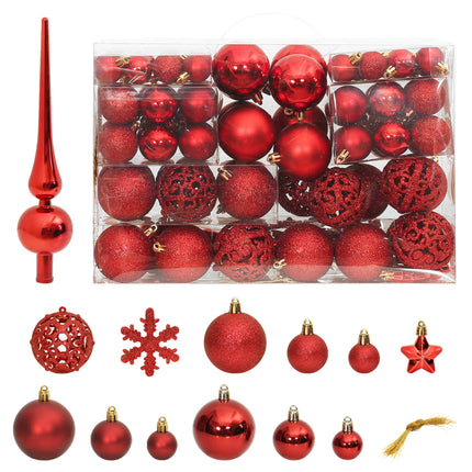 Ensemble de boules de Noël 111 pièces rouge polystyrène