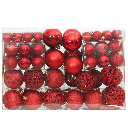 Ensemble de boules de Noël 111 pièces rouge polystyrène