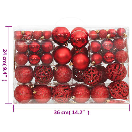 Ensemble de boules de Noël 111 pièces rouge polystyrène