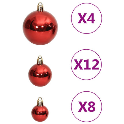 Ensemble de boules de Noël 111 pièces rouge polystyrène