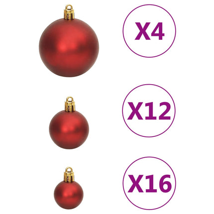 Ensemble de boules de Noël 111 pièces rouge polystyrène