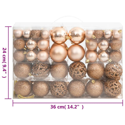 Ensemble de boules de Noël 111 pièces doré rose polystyrène