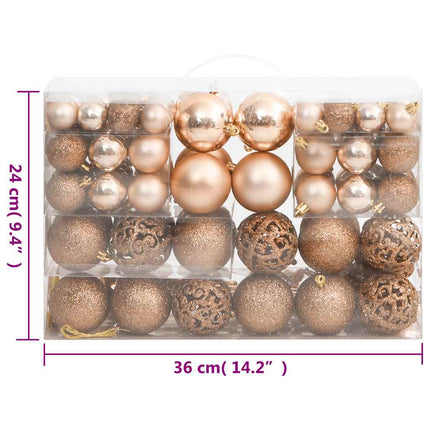 Ensemble de boules de Noël 111 pièces doré rose polystyrène