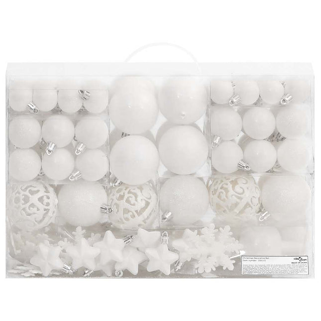 Ensemble de boules de Noël 111 pièces blanc polystyrène