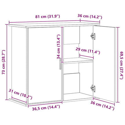 Support pour aquarium noir 81x36x73 cm bois d'ingénierie