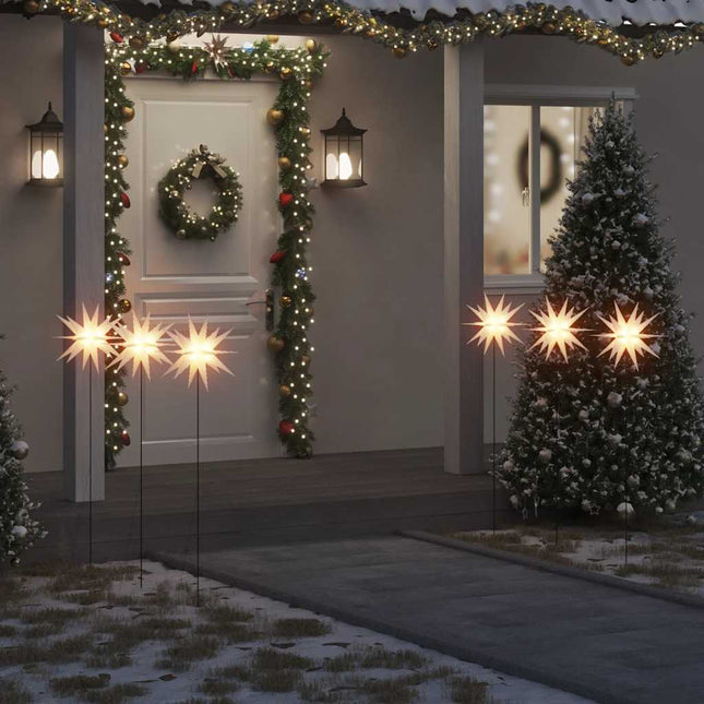 Lumières de Noël avec piquets 3 pcs LED pliable blanc 35 cm