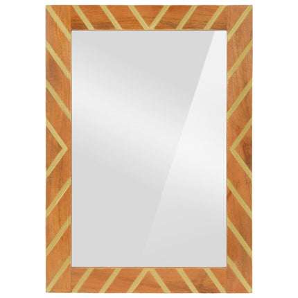 Miroir salle de bain marron 50x70x3cm bois de manguier et verre
