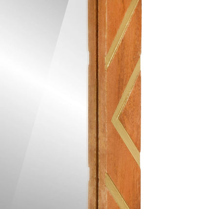 Miroir salle de bain marron 50x70x3cm bois de manguier et verre