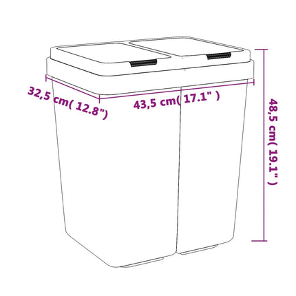 Poubelle double blanc 2x25 L