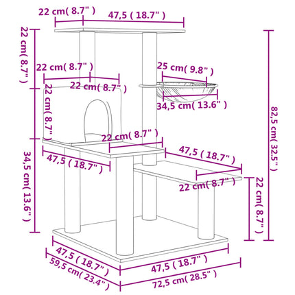 Arbre à chat avec griffoirs en sisal gris foncé 82,5 cm
