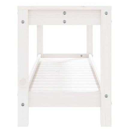 Banc de jardin blanc 108x35x45 cm bois massif de pin