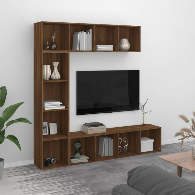 Ensemble Bibliothèque/Meuble Tv 3 Pcs 180X30X180Cm Chêne marron