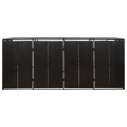 Abri pour poubelle quadruple Noir 274x80x117 cm Résine tressée