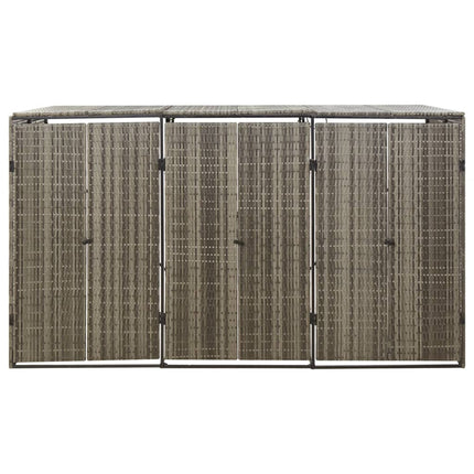 Abri pour poubelle triple Gris 207x80x117 cm Résine tressée