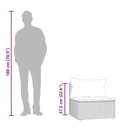 Salon de jardin 3 pcs avec coussins Gris Résine tressée