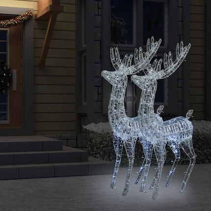 Rennes de Noël XXL Acrylique 250 LED 2 pcs 180 cm Blanc froid