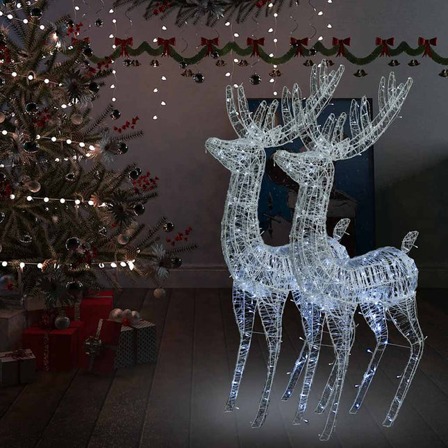 Rennes de Noël XXL Acrylique 250 LED 2 pcs 180 cm Blanc froid