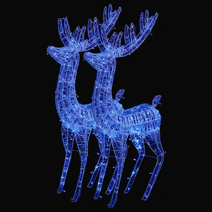 Rennes de Noël XXL Acrylique 250 LED 2 pcs 180 cm Bleu
