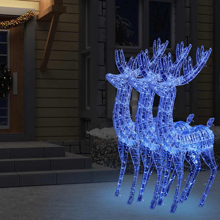 Rennes de Noël XXL Acrylique 250 LED 3 pcs 180 cm Bleu
