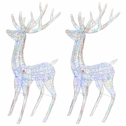 Rennes de Noël XXL Acrylique 250 LED 2 pcs 180 cm Multicolore