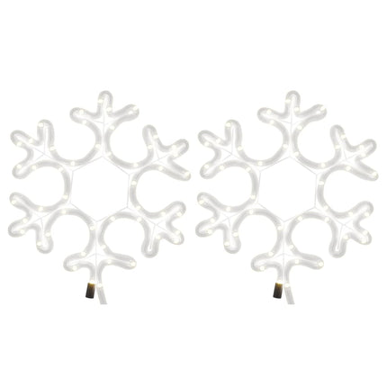 Flocon de neige de Noël avec LED 2 pcs Blanc chaud 27x27 cm