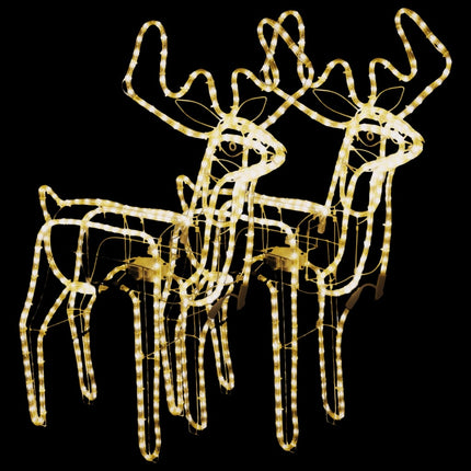 Rennes de Noël avec têtes mobiles 2 pcs Blanc chaud