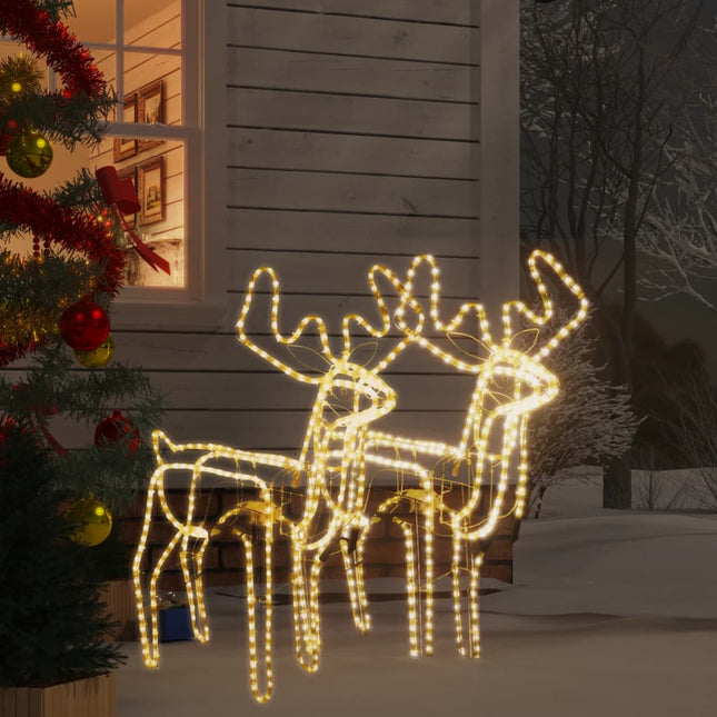 Rennes de Noël avec têtes mobiles 2 pcs Blanc chaud
