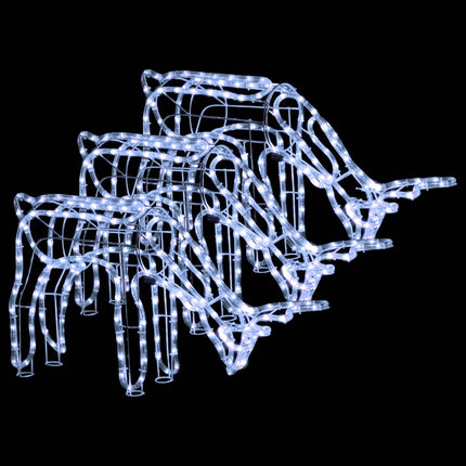 Rennes de Noël 3 pcs Blanc froid 73x31x45 cm