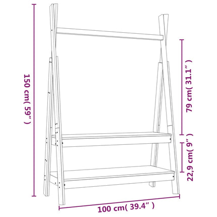 Porte-vêtements Blanc 100x45,5x150 cm Bois de pin massif