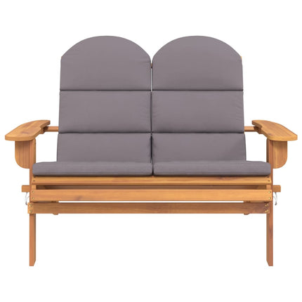 Banc de jardin Adirondack et coussins 126 cm bois massif acacia