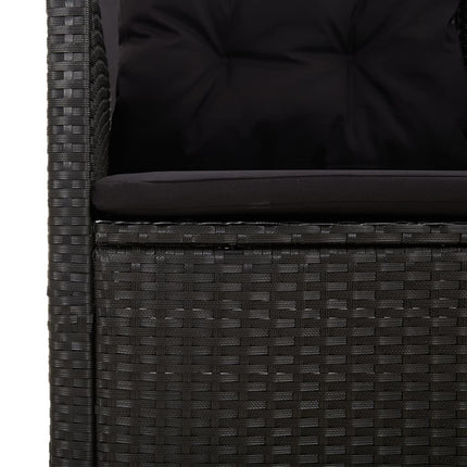 Banc de jardin inclinable et coussins noir 173cm résine tressée