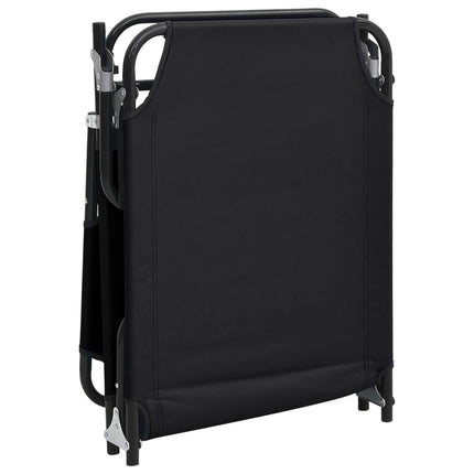 Chaise longue pliante noir tissu oxford acier enduit de poudre