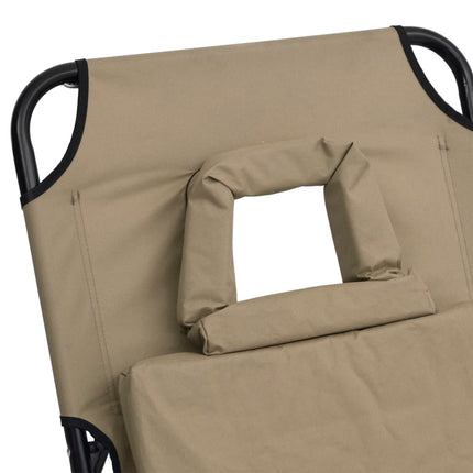 Chaise longue pliante taupe tissu oxford acier enduit de poudre