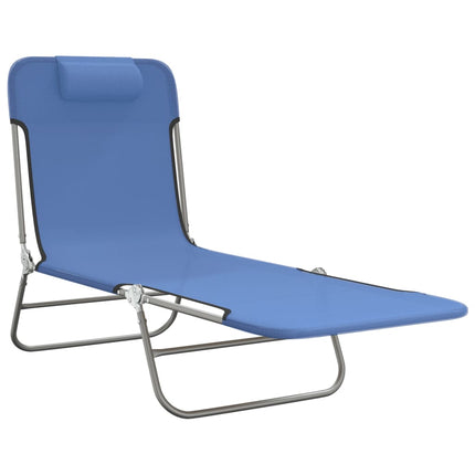 Chaises longues pliables lot de 2 bleu textilène et acier