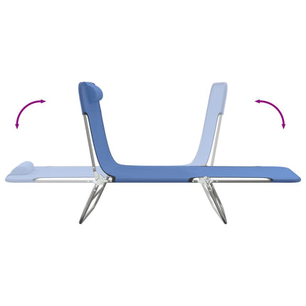 Chaises longues pliables lot de 2 bleu textilène et acier