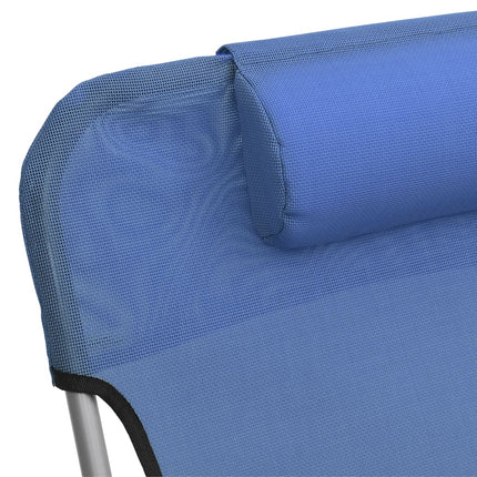 Chaises longues pliables lot de 2 bleu textilène et acier