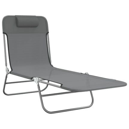 Chaises longues pliables lot de 2 gris textilène et acier