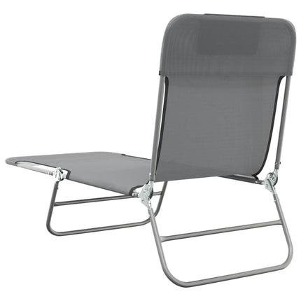 Chaises longues pliables lot de 2 gris textilène et acier