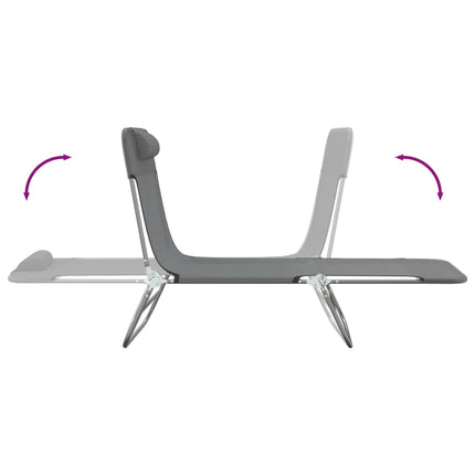 Chaises longues pliables lot de 2 gris textilène et acier