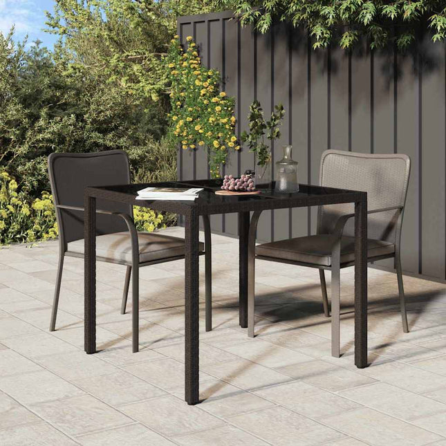 Table De Jardin Pour Repas Marron Poly Rotin Marron et noir 90 x 90 x 75 cm
