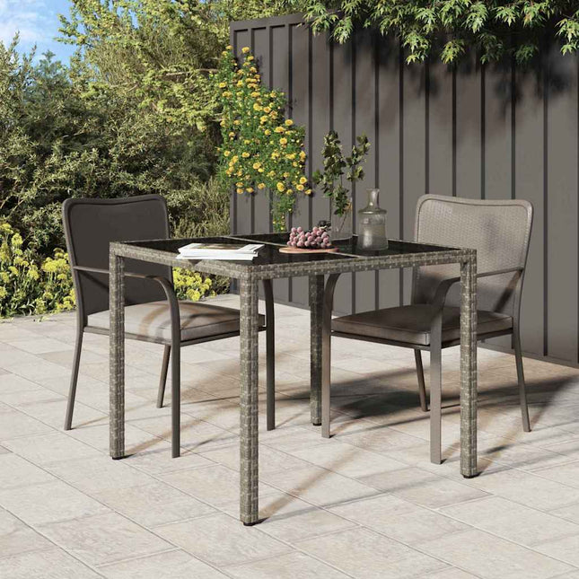 Table De Jardin Pour Repas Gris Poly Rotin Gris et noir 90 x 90 x 75 cm
