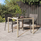 Table De Jardin Pour Repas Beige Poly Rotin Beige et noir 90 x 90 x 75 cm