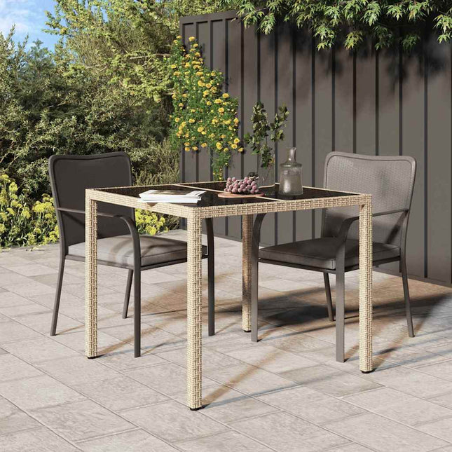 Table De Jardin Pour Repas Beige Poly Rotin Beige et noir 90 x 90 x 75 cm