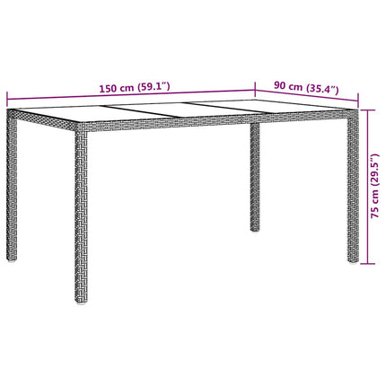Table De Jardin Pour Repas Poly Rotin Noir 150 x 90 x 75 cm