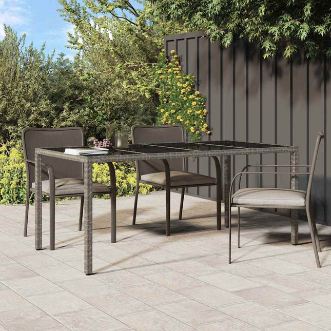 Table De Jardin Pour Repas Gris 190 X 90 X 75 Cm Poly Rotin Gris et noir