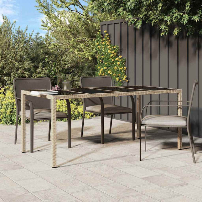 Table De Jardin Pour Repas Beige 190 X 90 X 75 Cm Poly Rotin Beige et noir