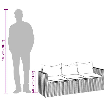 Canapé de jardin 3 places avec toit et repose-pieds Gris